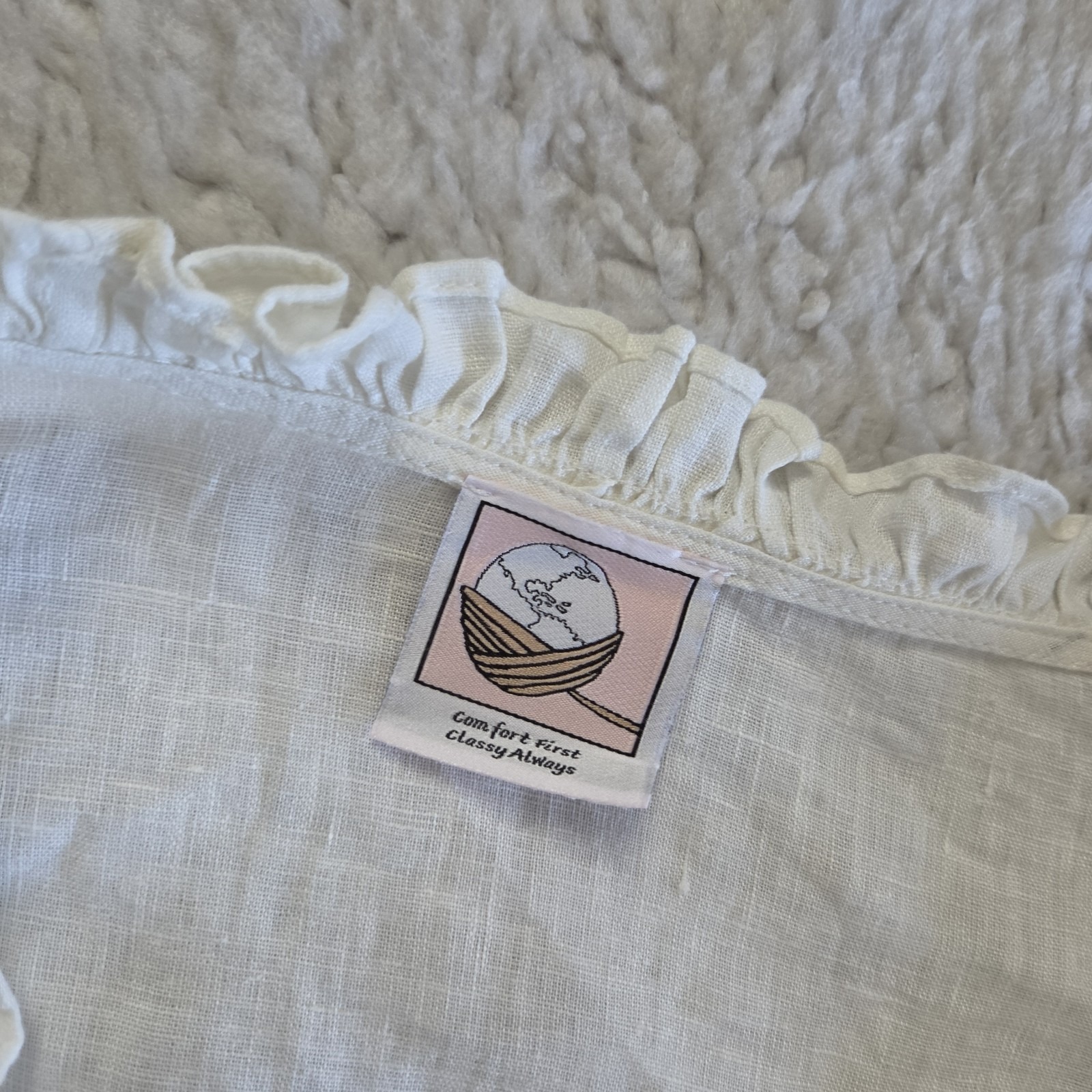 Linennaive Wrap Blouse Women's Os One Size White Ruffles — image 3 of 6